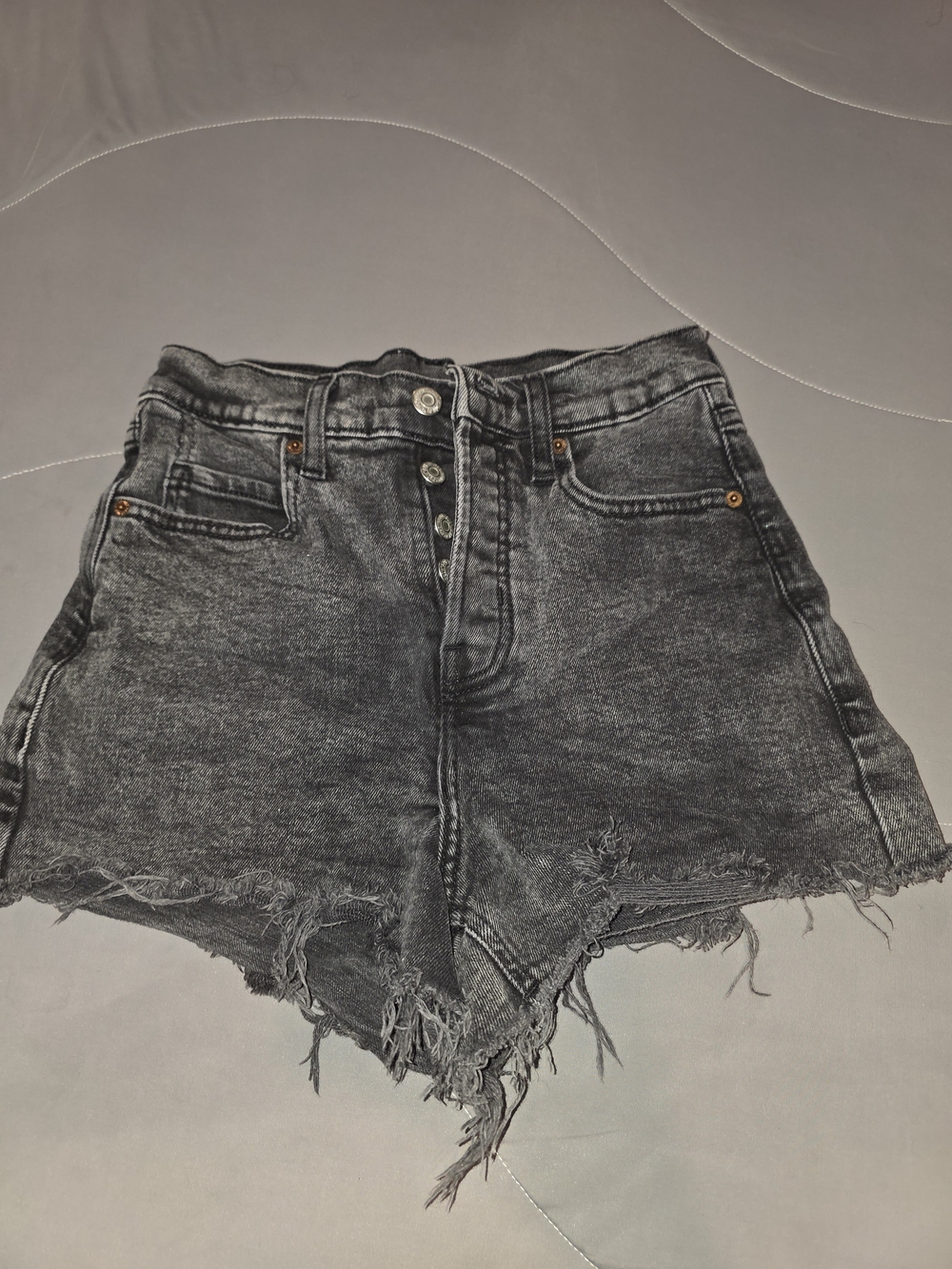 Old Navy Washed Black High-Rise Distressed Jean Shorts